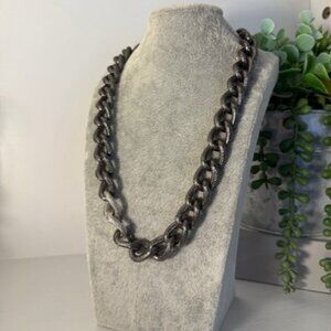 Park Lane "Linked In" Necklace – Retired Chunky Gunmetal Chain Necklace